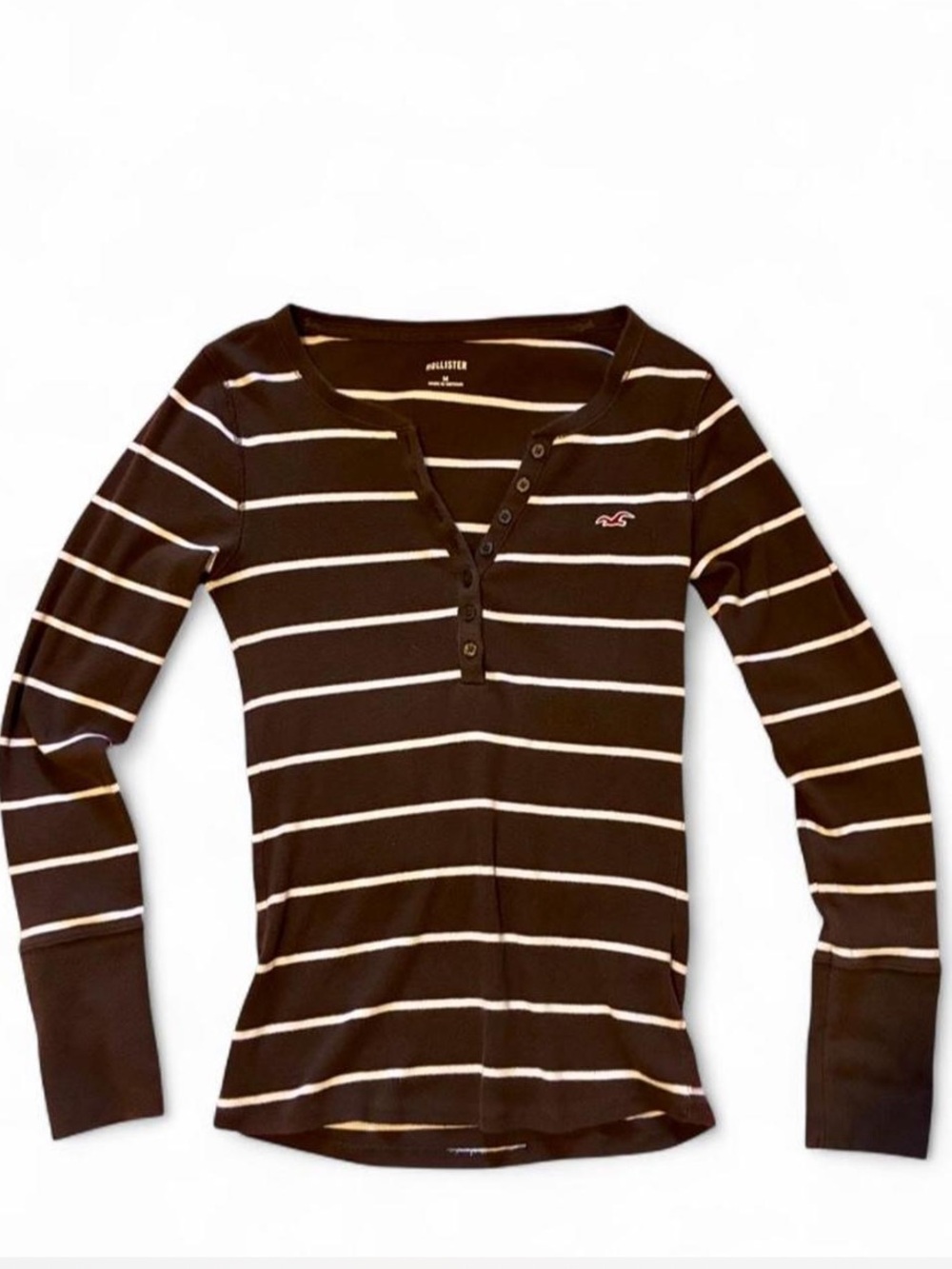 🤎🤍Hollister brown & white long sleeve